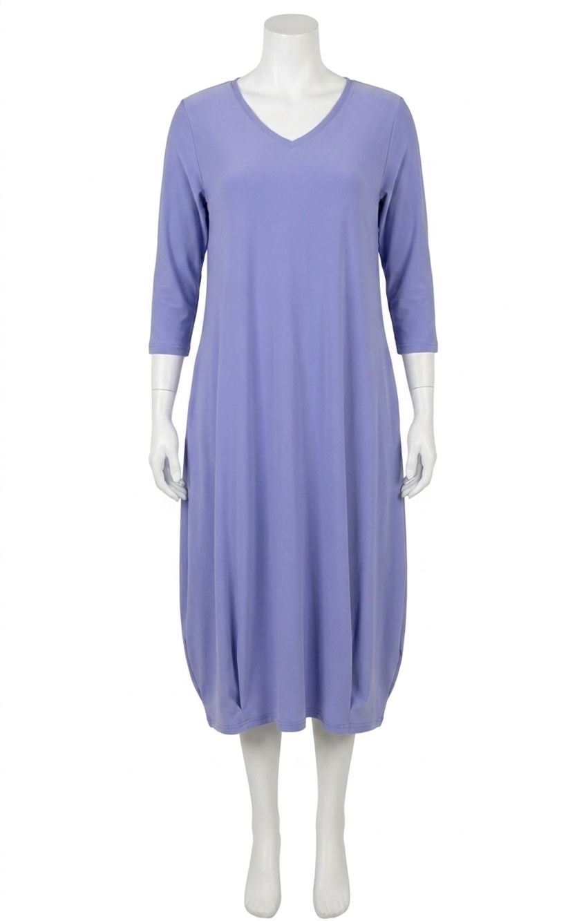NEW SYMPLI v-neck narrow lantern dress in jacaranda